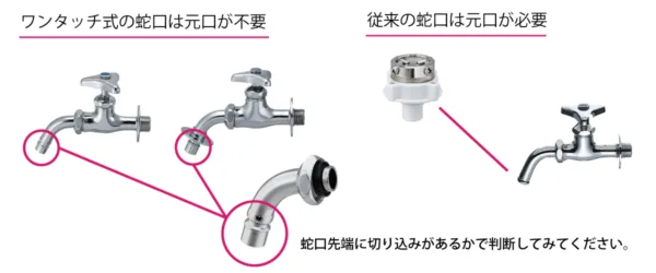 洗濯機の給水ホースの元口が必要な蛇口とそのまま付けられる蛇口の違い写真
